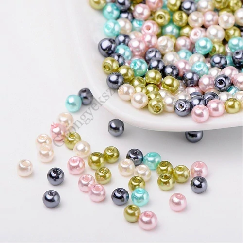 Pasztell mix, tekla gyöngy, vegyes szín, 4 mm, 50 db/cs