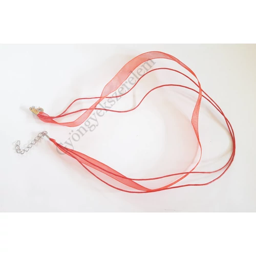 Organza nyakláncalap, piros, 42 cm