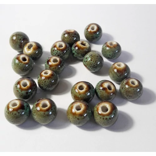 Zöld porcelán gyöngy, 8 mm