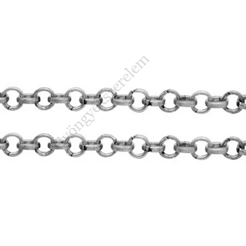 Lánc, kerek szemű, antik ezüst színű, 4 mm szemméret, 50 cm