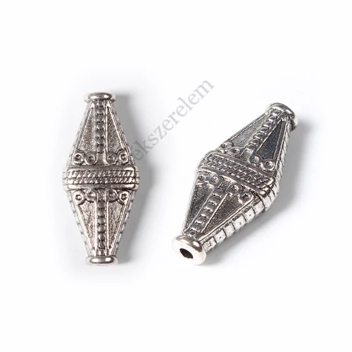 Rombusz köztes, antik ezüst színű, 22x10 mm