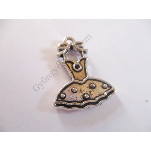 Ruha fityegő, medál, antik ezüst színű, 21x15 mm