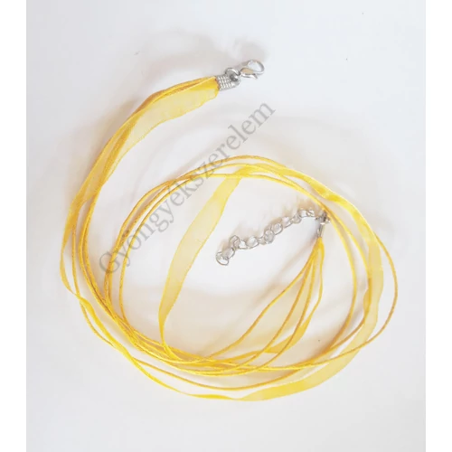 Organza nyakláncalap, sárga, 42 cm