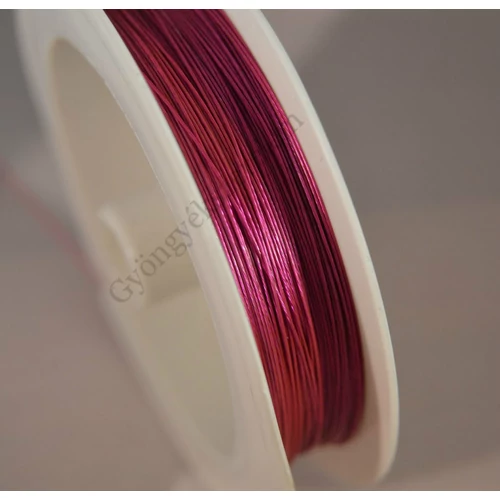Gyöngyfűző drót, tigrisbajusz, sodrony, pink, 0,38 mm vastag, 1 m