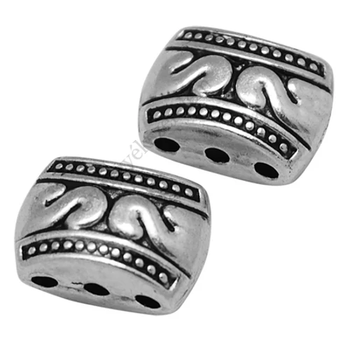 Díszes távtartó köztes gyöngy, antik ezüst színű, 11x8 mm