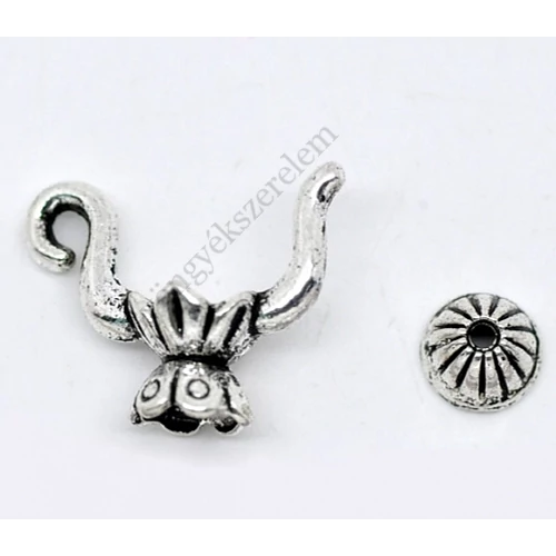 Teáskanna gyöngykeret, köztes, antik ezüst színű, 18x16 mm