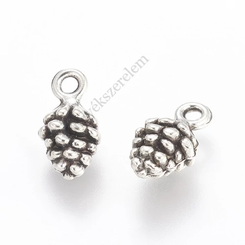 Toboz fityegő, medál, antik ezüst színű, 13x7x6 mm