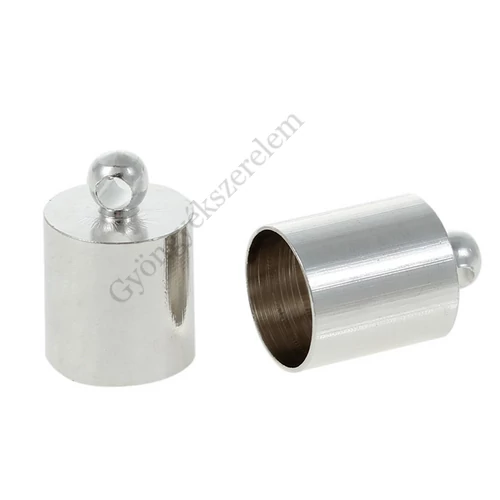 Végzáró, bőrvég, bojt kupak, antik ezüst színű, 12x8 mm