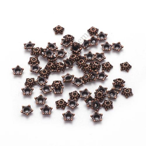 Csillag gyöngykupak, vörösréz színű, 5 mm, 50 db/cs
