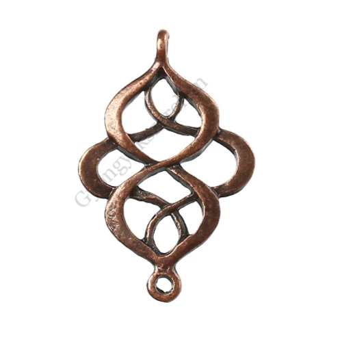 Kelta kereszt, csomó összekötő, vörösréz színű, 27x18 mm
