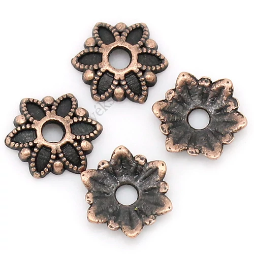 Virág gyöngykupak, vörösréz színű, 7 mm