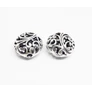 Kép 1/2 - Áttört lapos, kerek köztes, antik ezüst színű, 17x12 mm