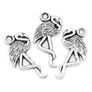 Kép 1/2 - Flamingó, madár fityegő, medál, antik ezüst színű, 23x13 mm