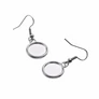 Kép 2/2 - Kerek medálalap, fülbevalóalap, antik ezüst színű, 32x14 mm, 12 mm-es lencséhez, 1 pár/cs