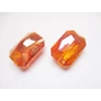 Kép 1/2 - Narancs rózsaszín színjátszó csiszolt üveg gyöngy, szögletes, 26x18x9 mm
