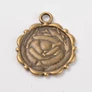 Kép 2/3 - Rózsa mintás medálalap, antik bronz színű, 22x19 mm, 14 mm-es üveglencsével