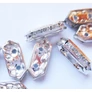 Kép 1/2 - Strasszköves távtartó, köztes, ezüst színű, 15x6 mm