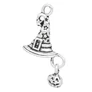Kép 1/2 - Varázsló, boszorkány kalap, sapka, Halloween fityegő, medál, antik ezüst színű, 25x14 mm