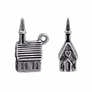 Kép 1/2 - Templom 3D fityegő, medál, antik ezüst színű, 20x12x7 mm