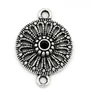 Kép 1/2 - Kerek, mintás összekötő, karkötőalap, medálalap, fülbevalóalap fityegő, medál, antik ezüst színű, 21x15 mm