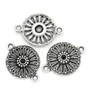 Kép 2/2 - Kerek, mintás összekötő, karkötőalap, medálalap, fülbevalóalap fityegő, medál, antik ezüst színű, 21x15 mm