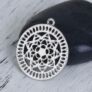 Kép 1/2 - Mandala mintás kerek fityegő, medál, antik ezüst színű, 28x25 mm