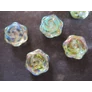 Kép 2/2 - Lila, zöld AB színjátszó, virág üveg gyöngy, 16x6 mm