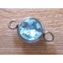 Kép 1/2 - Kék strasszköves összekötő, rozsdamentes acél, antik ezüst színű, 17x10 mm
