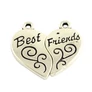 Kép 2/2 - Best friends páros szív fityegő, medál, antik ezüst színű, 24x22 mm