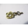 Kép 2/2 - Made with love feliratos szív, lakat, kulcs fityegő, medál, antik bronz színű, 12x14+9 mm