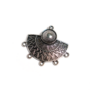Kép 2/2 - Félkör összekötő, medálalap, fülbevalóalap, antik ezüst színű, 35x32 mm