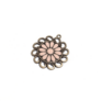 Kép 1/2 - Rózsaszín festett virág medál, antik bronz színű, 32x28 mm