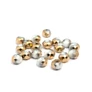 Kép 2/2 - Fehér és metál óarany csiszolt üveg gyöngy, fánk, abakusz, 12x8 mm