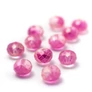 Kép 2/2 - Pink és arany színű csiszolt üveg gyöngy, fánk, abakusz, 8x6 mm