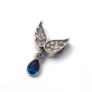Kép 1/2 - Kristály cirkónia és kék köves angyalszárny, köztes, antik ezüst színű, 14x20 mm