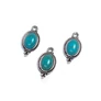 Kép 1/2 - Ovális fityegő, medál kék, imitált türkiz kabosonnal, antik ezüst színű, 16x10 mm
