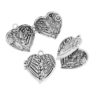 Kép 2/2 - Angyalszárny mintás szív alakú nyitható medál, antik ezüst színű, 32x35x13 mm