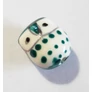 Kép 1/2 - Fehér zöld bagoly porcelán gyöngy, 15x14x15 mm