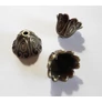Kép 2/2 - Nagy, szíves  gyöngykupak, bojt vég, végzáró, antik bronz színű, 11x15 mm