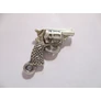 Kép 2/2 - Pisztoly fityegő, medál, antik ezüst színű, 17x16 mm