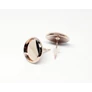 Kép 1/3 - Kerek tányéros bedugós fülbevalóalap, rózsa arany színű, 14x14 mm, 12 mm-es lencséhez, 1 pár/cs