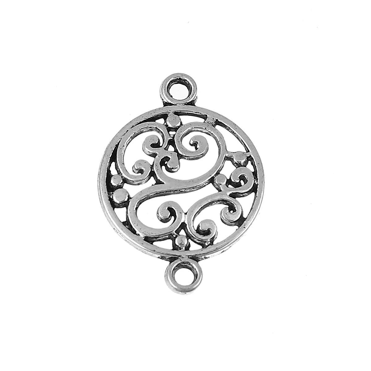 Mintás összekötő, medálalap, karkötőalap, fülbevalóalap, antik ezüst színű, 20x15 mm