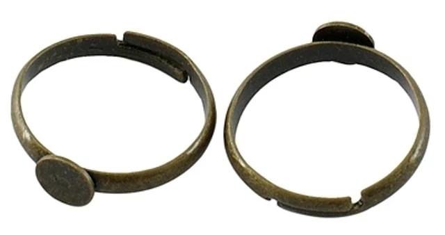 Tányéros gyűrűalap, antik bronz színű, 19 mm