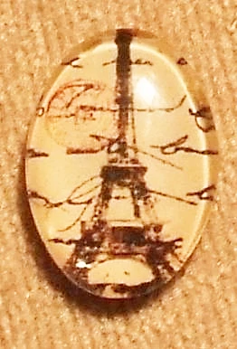 Eiffel-torony mintás üveglencse, kaboson, 25x18 mm