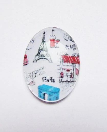 Párizs, Eiffel-torony mintás üveglencse, kaboson, 25x18 mm