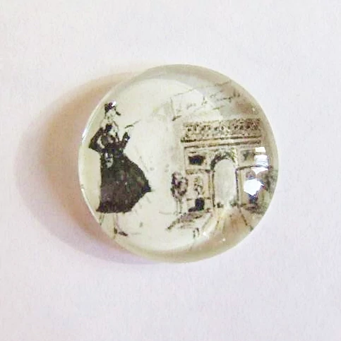 Párizs, vintage nő, Diadalív mintás üveglencse, kaboson, 25 mm