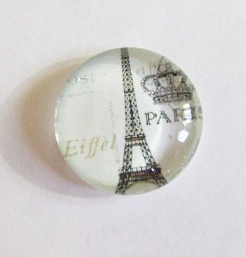 Párizs, Eiffel-torony mintás üveglencse, kaboson, 25 mm