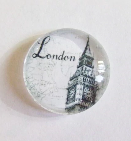 London, óra, Big Ben torony mintás üveglencse, kaboson, 25 mm