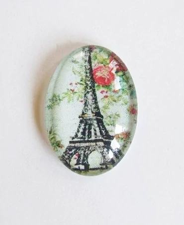 Vintage, Eiffel-torony, mintás üveglencse, kaboson, 25x18 mm