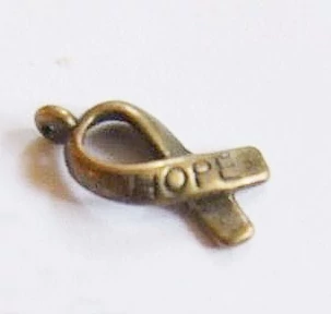 Hope feliratos szalag fityegő, medál, antik bronz színű, 18x9 mm